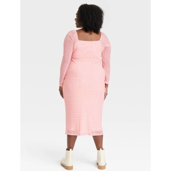 House of Aama Black History Sweetheart Pink Polka Dot Mesh Dress Sz XXL 2X Plus - Picture 2 of 15